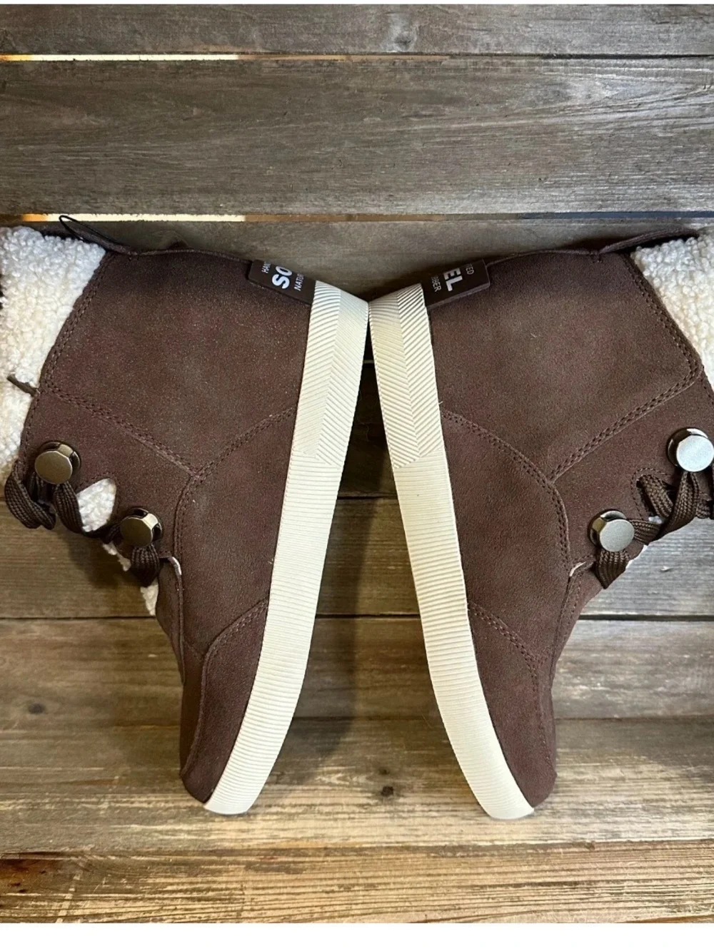 New Womens Sorel Out N About Cozy Wedge Brown Suede Ankle Boots Booties Size 9 M